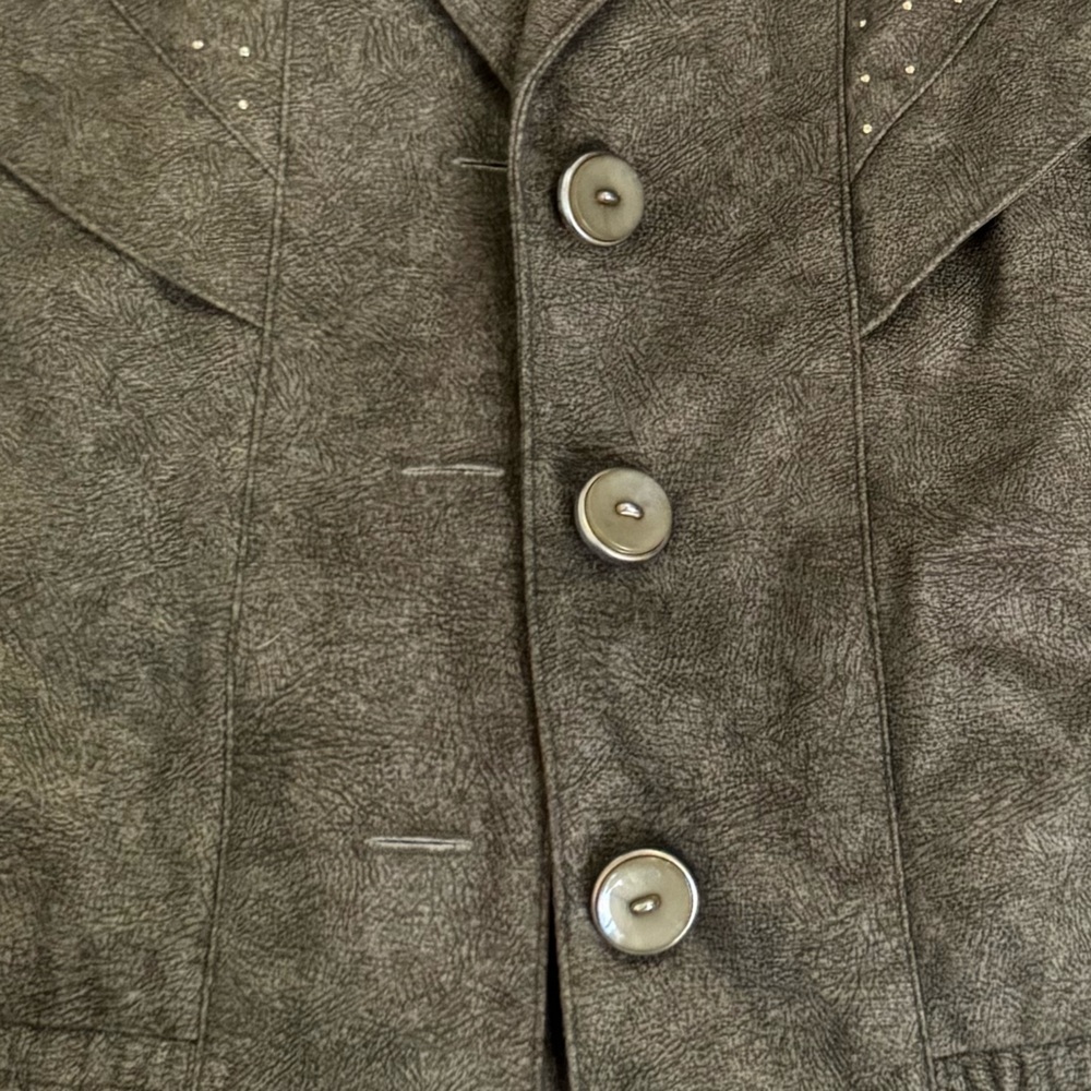 Vintage City Girl Olive Green leopard print studded Women's Jacket size medium - Picture 14 of 14